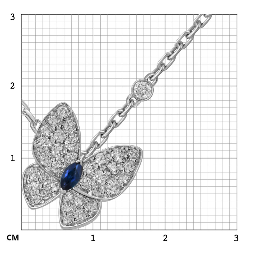 Колье из белого золота с бриллиантами и сапфиром 