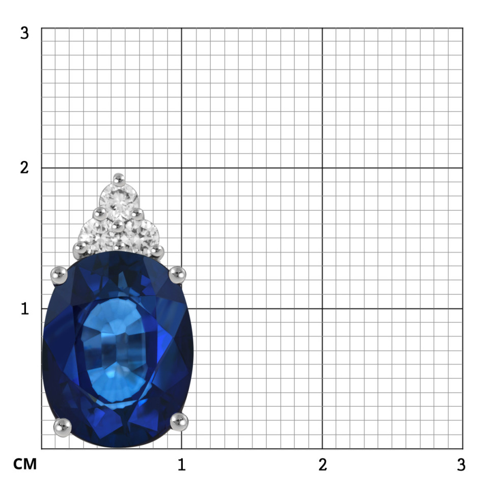 Кулон из белого золота с бриллиантами и сапфиром (054134)