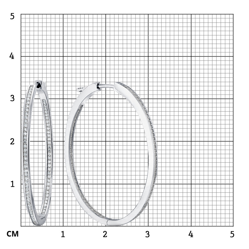 Серьги конго из белого золота с бриллиантами (057629)