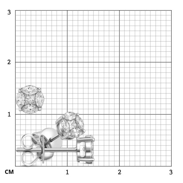 Серьги пусеты из белого золота с бриллиантами (057776)