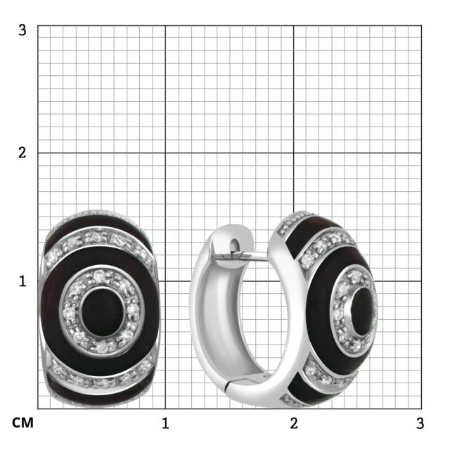 Серьги из белого золота с бриллиантами и эмалью (022025)