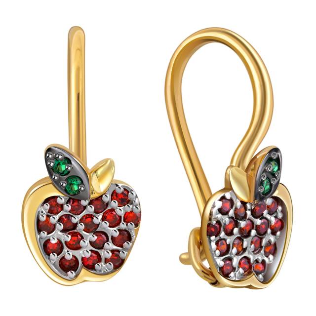 Серьги детские из красного золота с фианитами (046321)