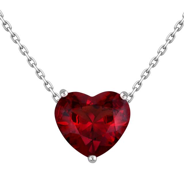 Колье из белого золота с гранатом "Сердце" (060173)