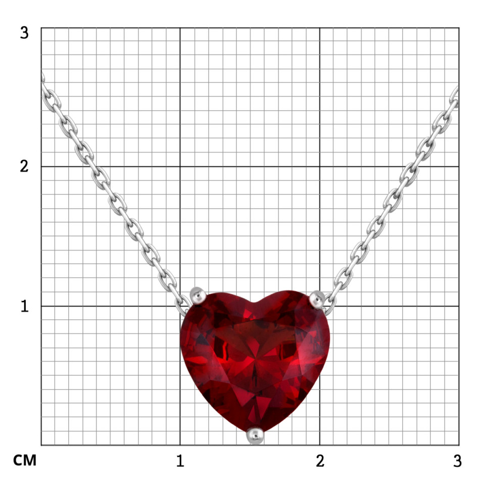 Колье из белого золота с гранатом 