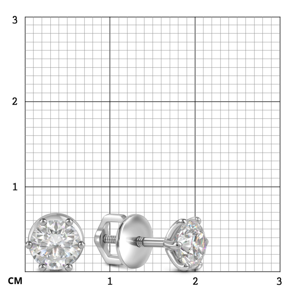 Серьги пусеты из белого золота с бриллиантами (061111)
