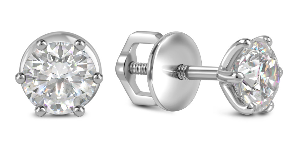 Серьги пусеты из белого золота с бриллиантами (061111)