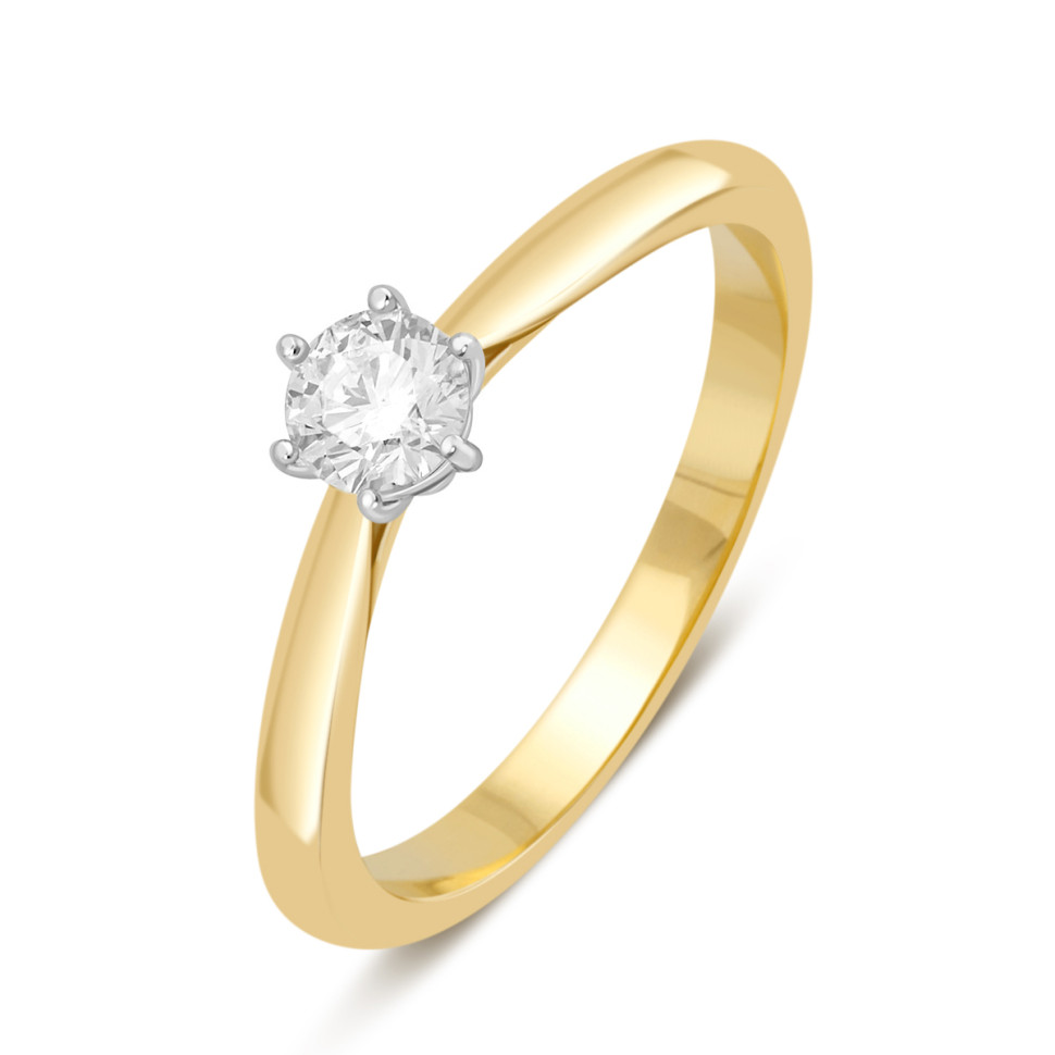 Помолвочное кольцо из комбинированного золота с бриллиантом (039576)