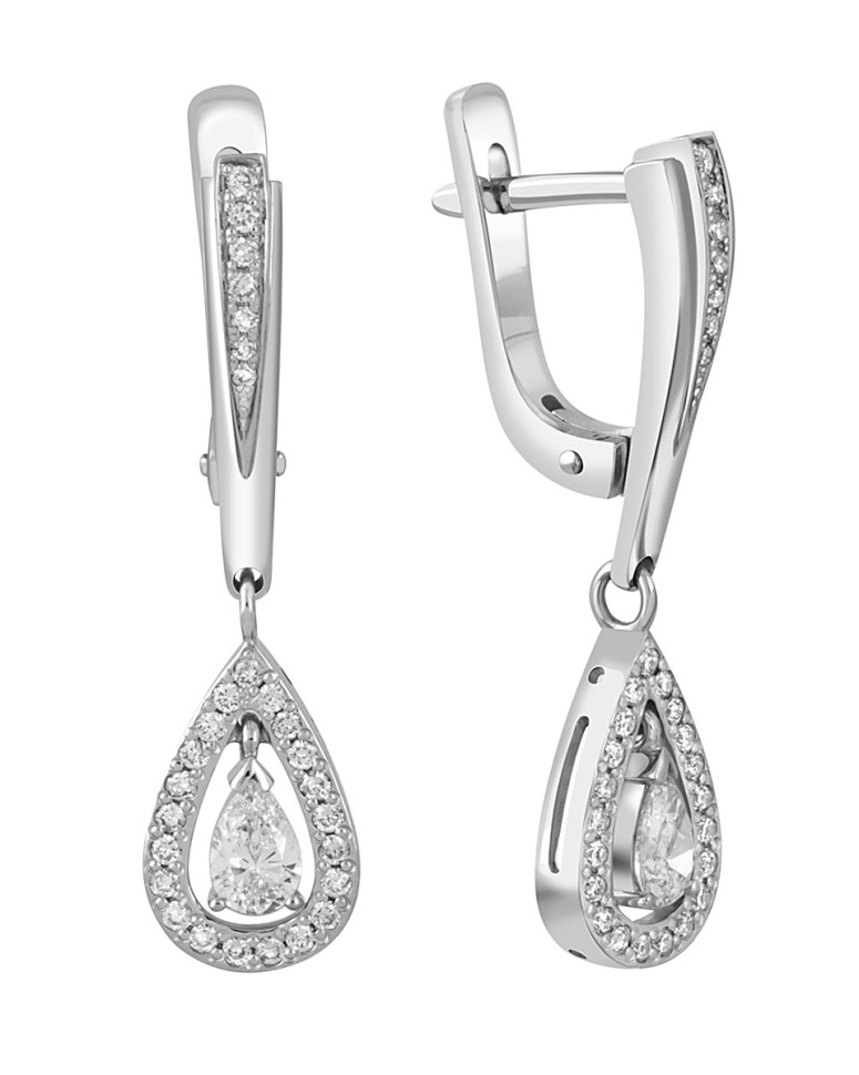 Серьги из белого золота с бриллиантами (043000)