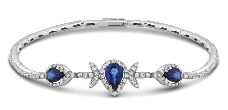 Браслет из белого золота с бриллиантами и сапфирами (014176)