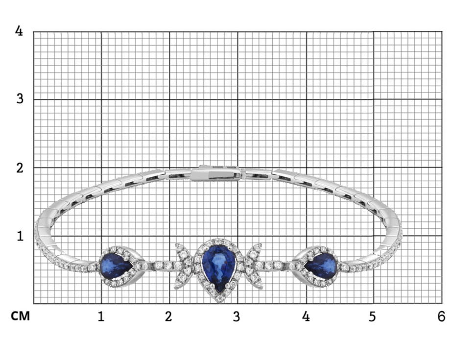 Браслет из белого золота с бриллиантами и сапфирами (014176)