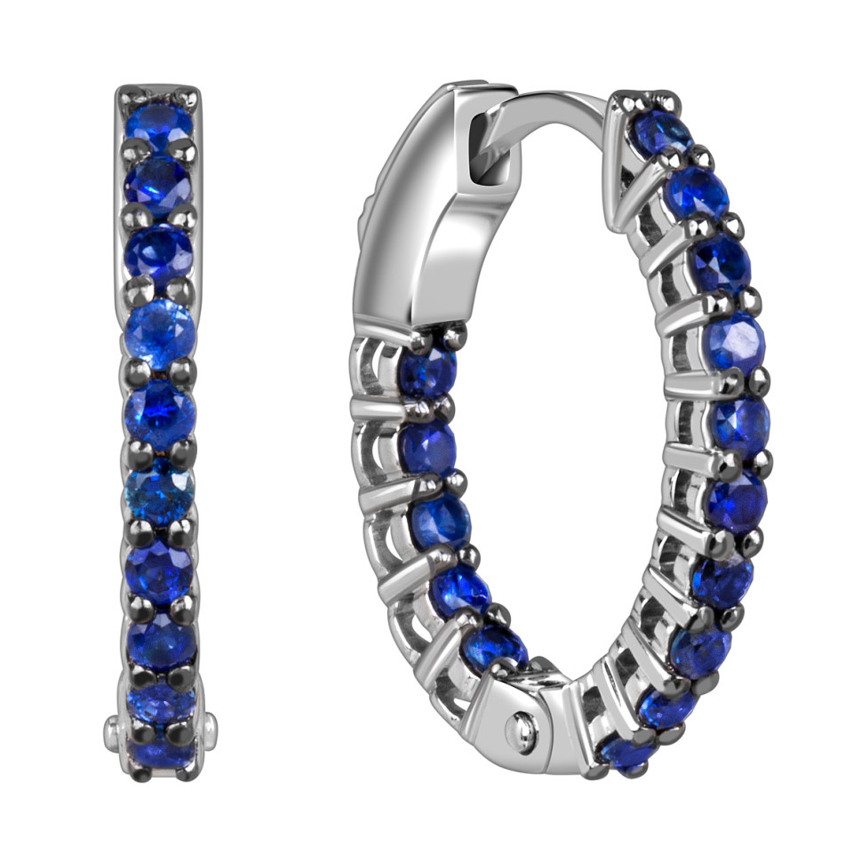 Серьги конго из белого золота с сапфирами (060142)