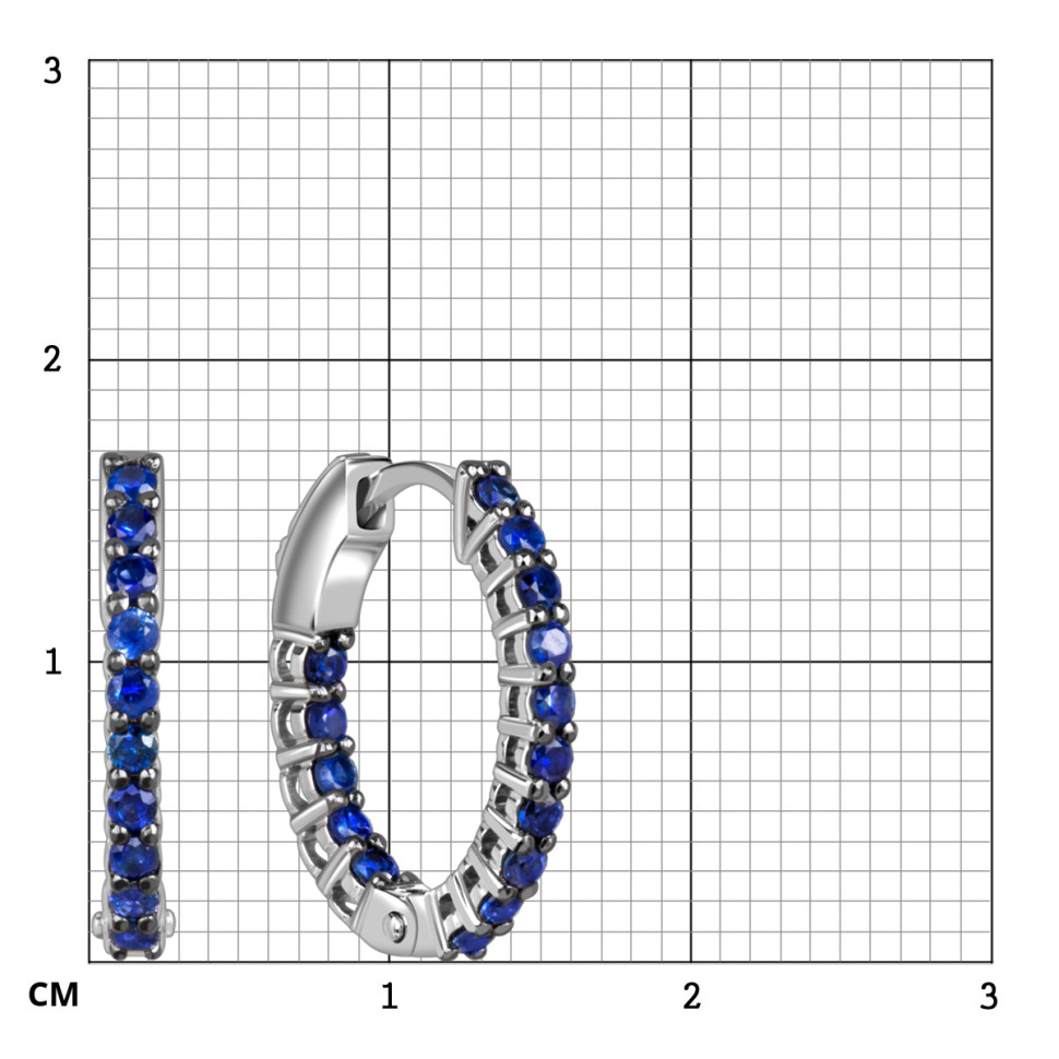 Серьги конго из белого золота с сапфирами (060142)