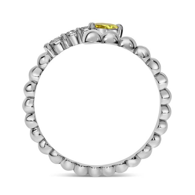 Кольцо из белого золота с бриллиантами и жёлтым сапфиром (061020)