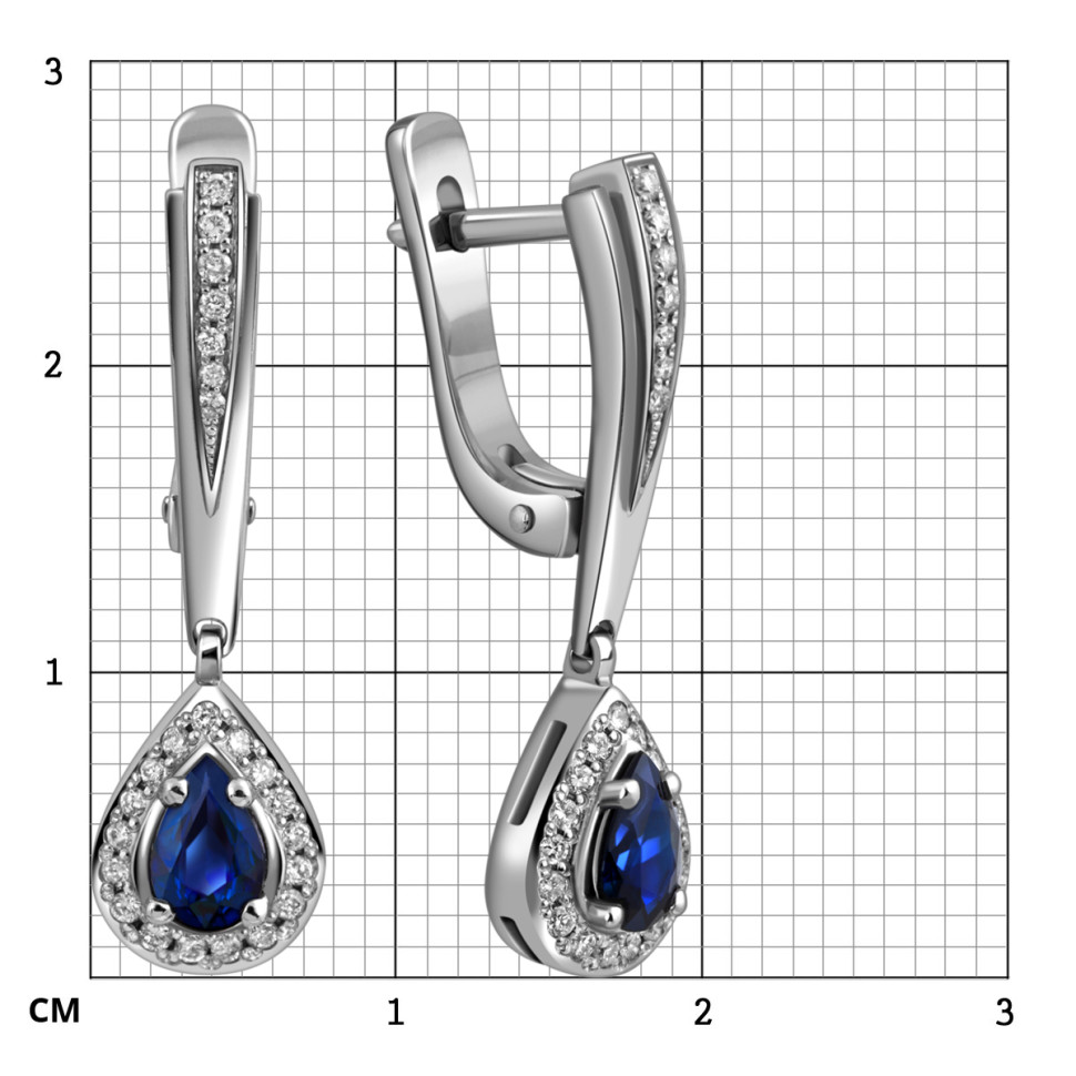 Серьги из белого золота с бриллиантами и сапфирами (025825)
