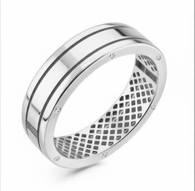 Обручальное кольцо из белого золота с бриллиантами (054293)