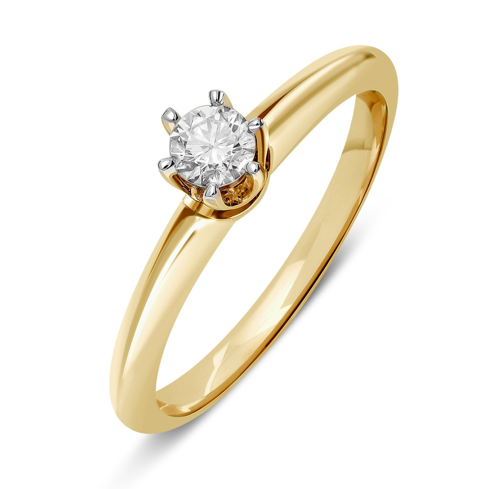 Помолвочное кольцо из комбинированного золота с бриллиантом (049493)