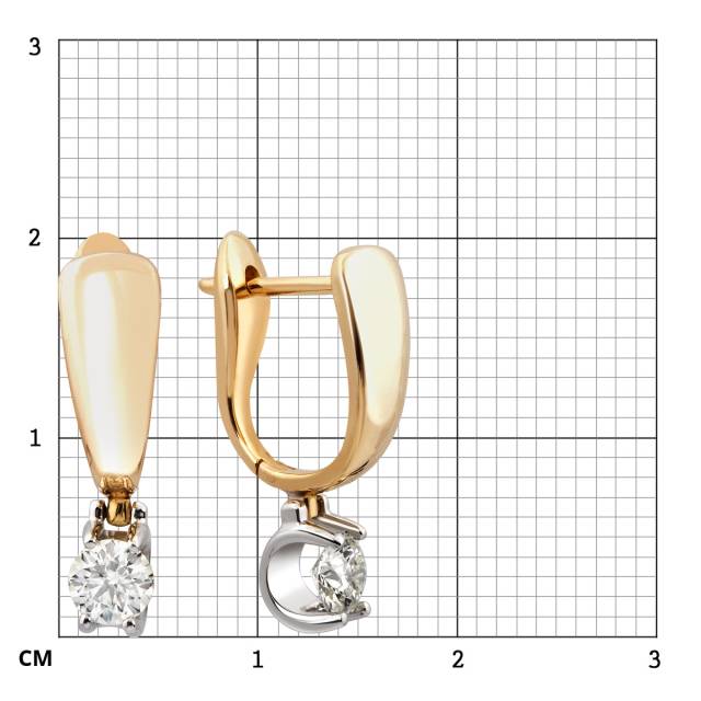 Серьги из комбинированного золота с бриллиантами (028274)