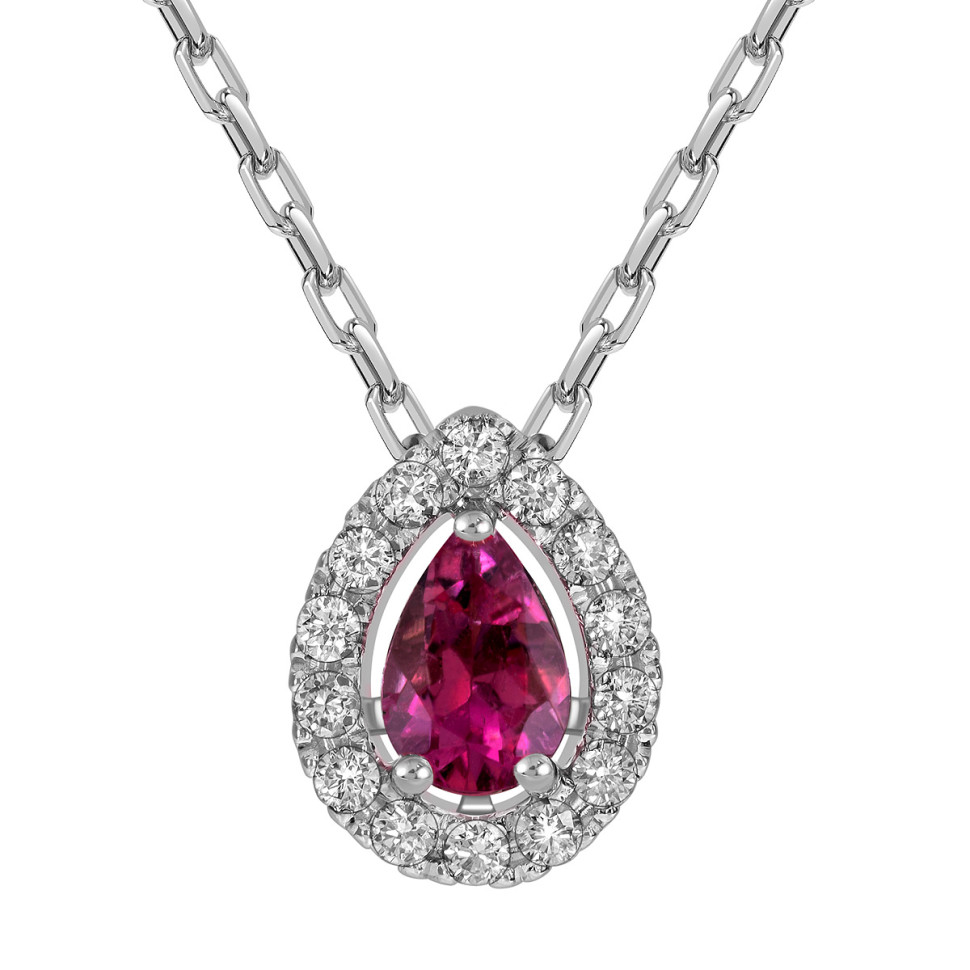 Колье из белого золота с бриллиантами и турмалином (062772)