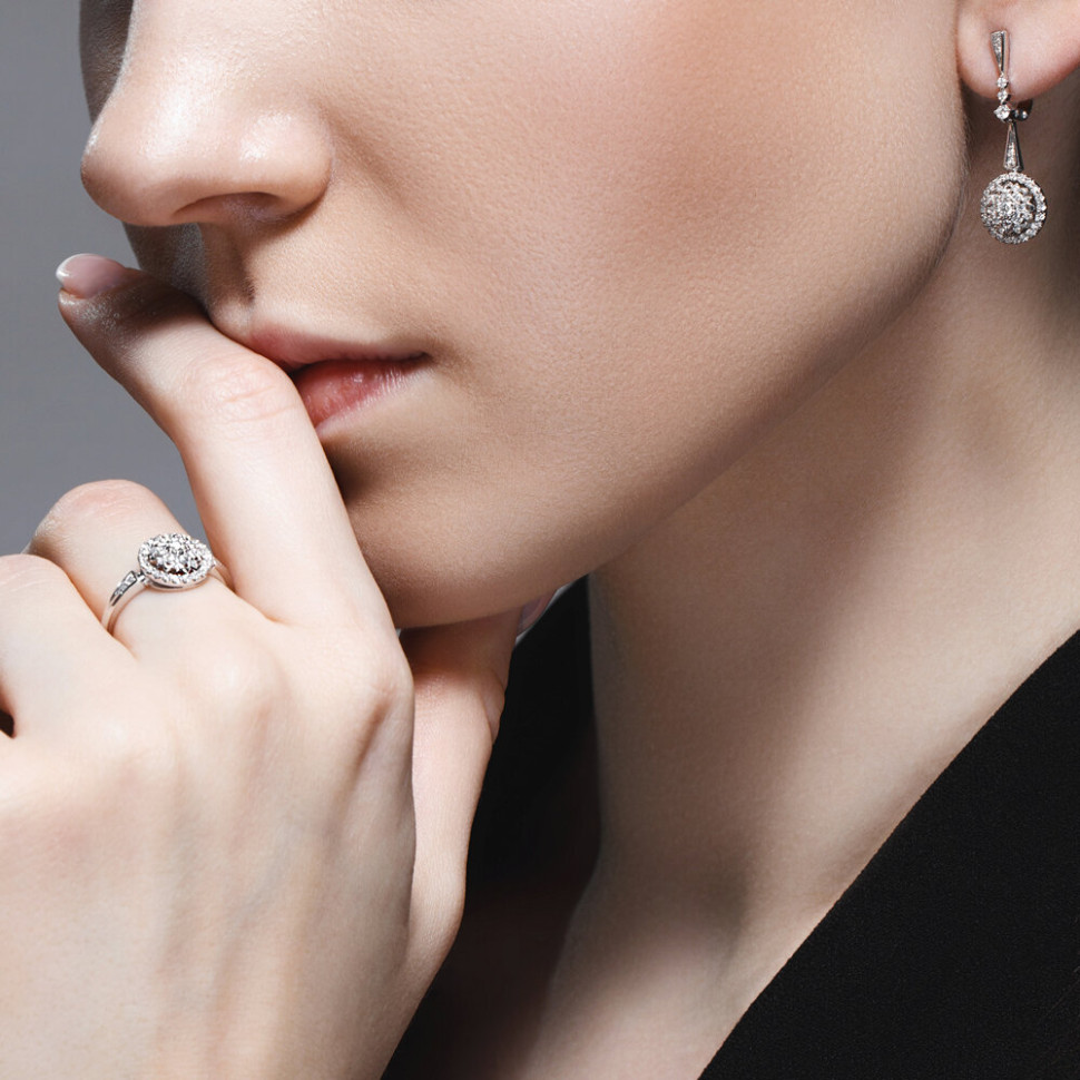 Кольцо из белого золота с бриллиантами (052776)