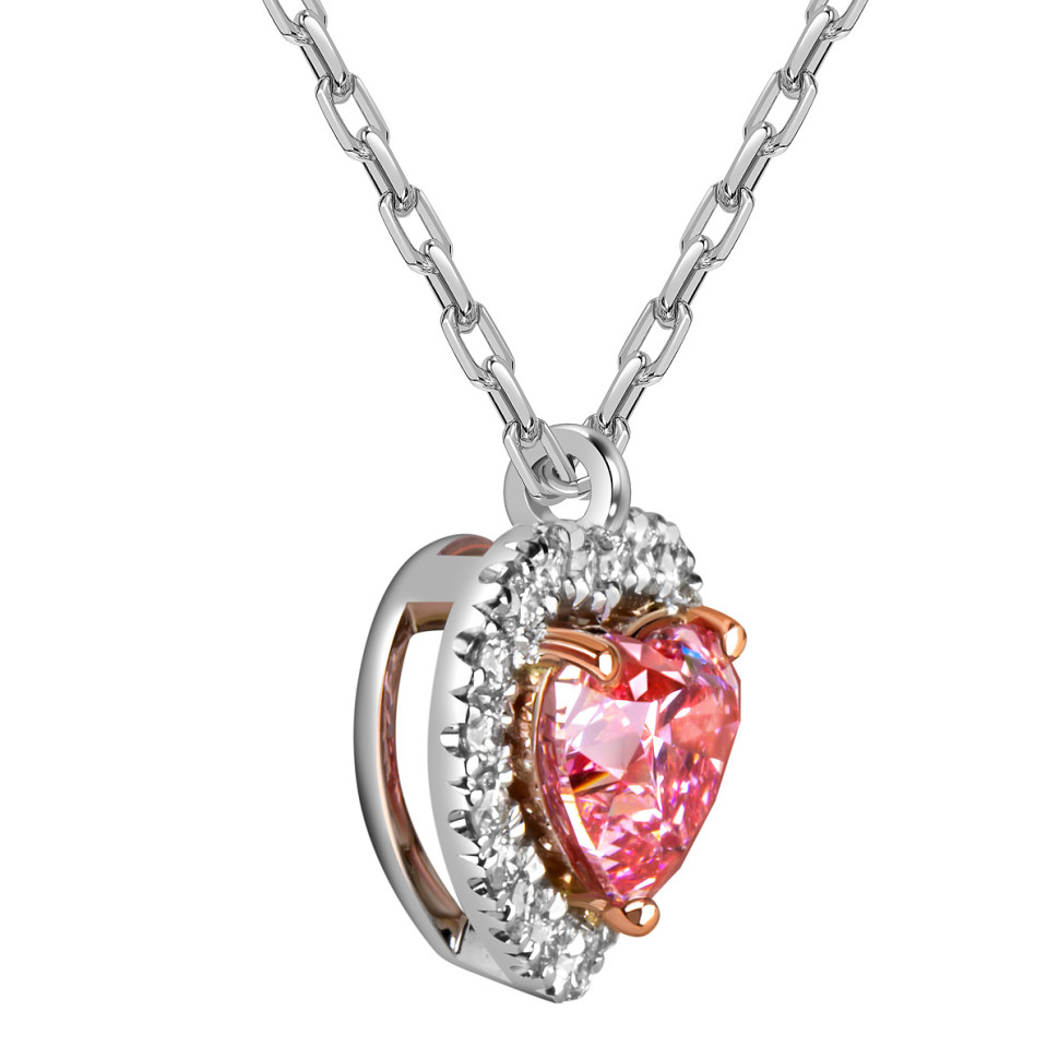 Колье из белого золота с розовым бриллиантом 