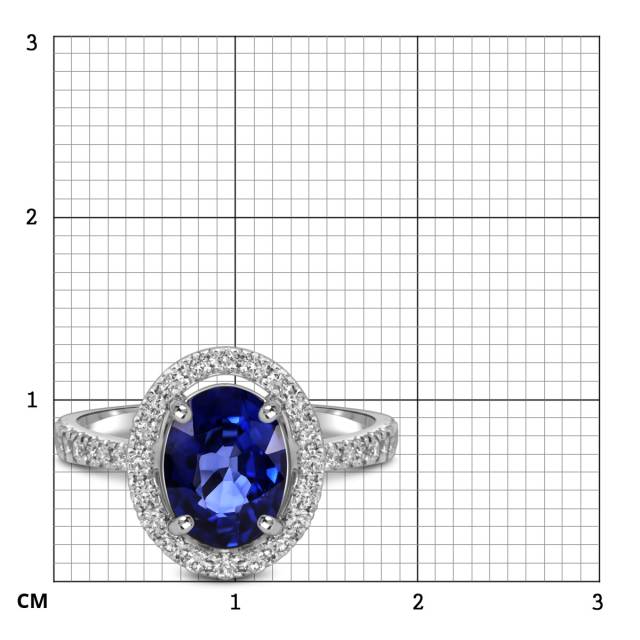 Кольцо из белого золота с бриллиантами и сапфиром (055606)