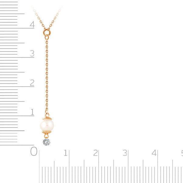 Колье из красного золота с бриллиантом и жемчугом Акойя (047750)