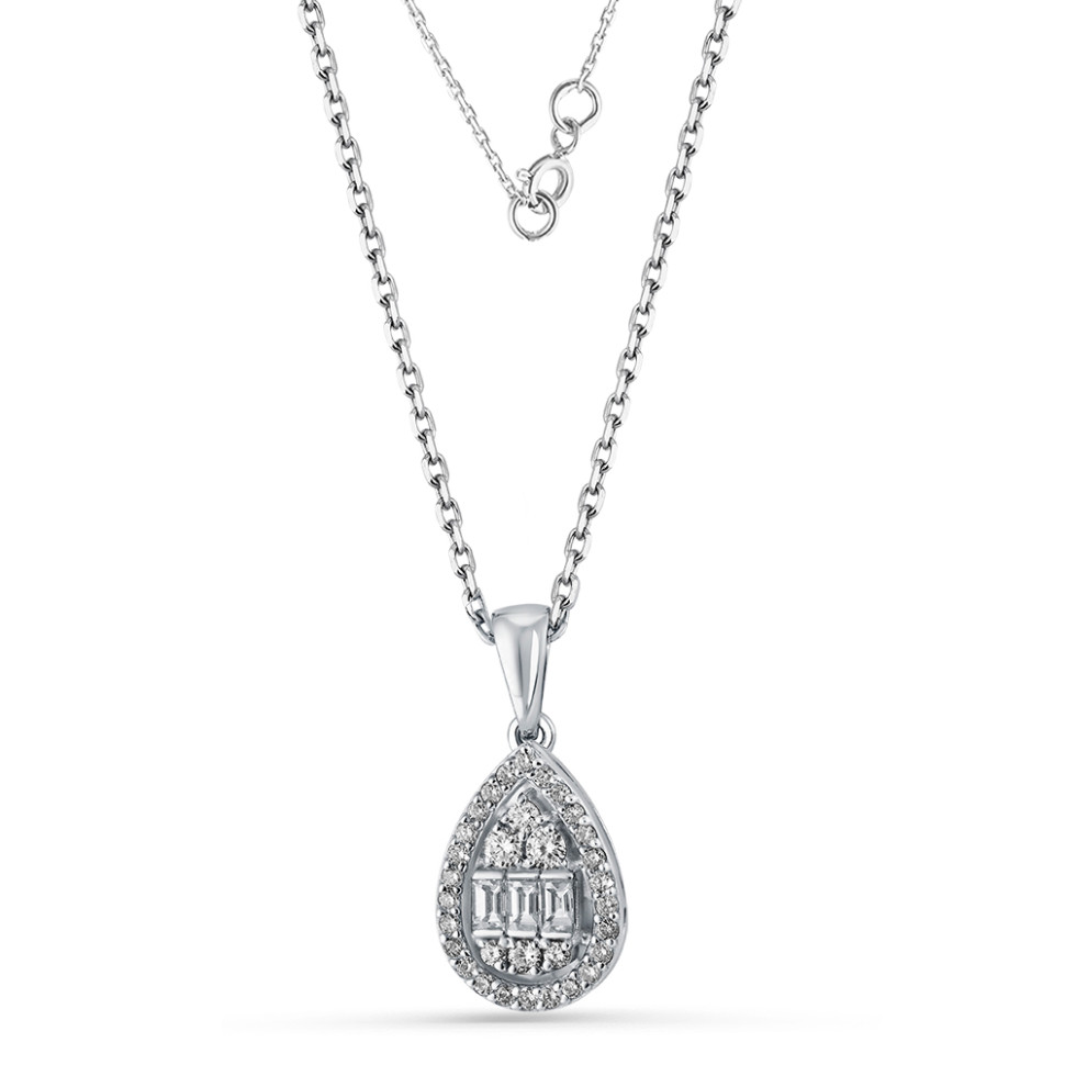 Колье из белого золота с бриллиантом (055826)