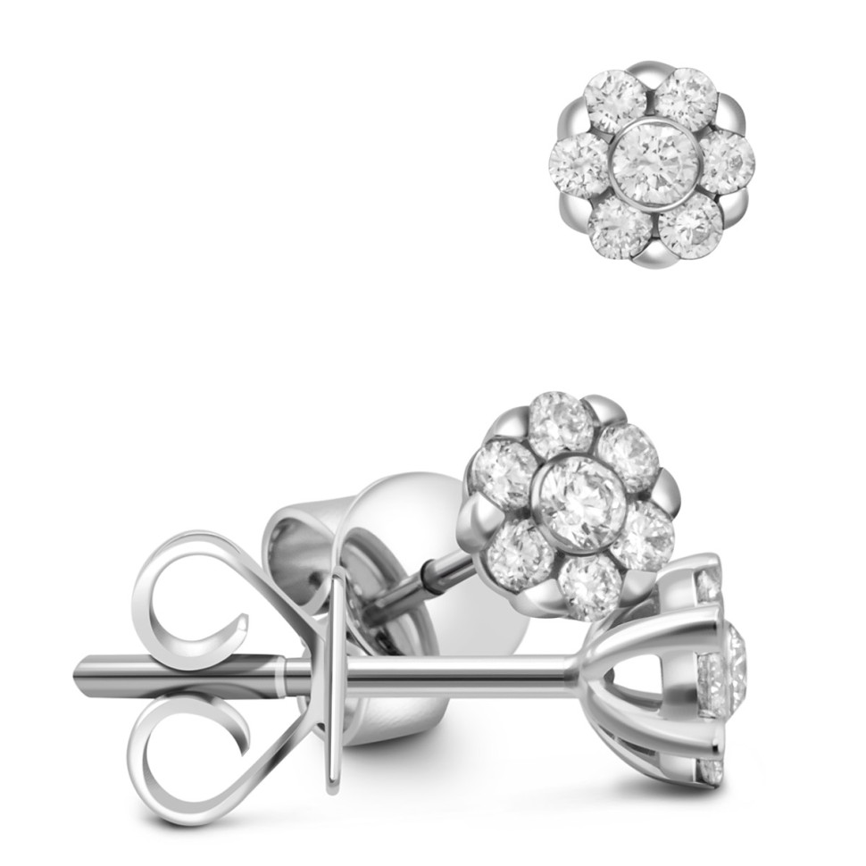 Серьги пусеты из белого золота с бриллиантами (032181)