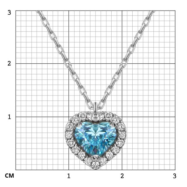 Колье из белого золота с голубым бриллиантом Сердце (060842)