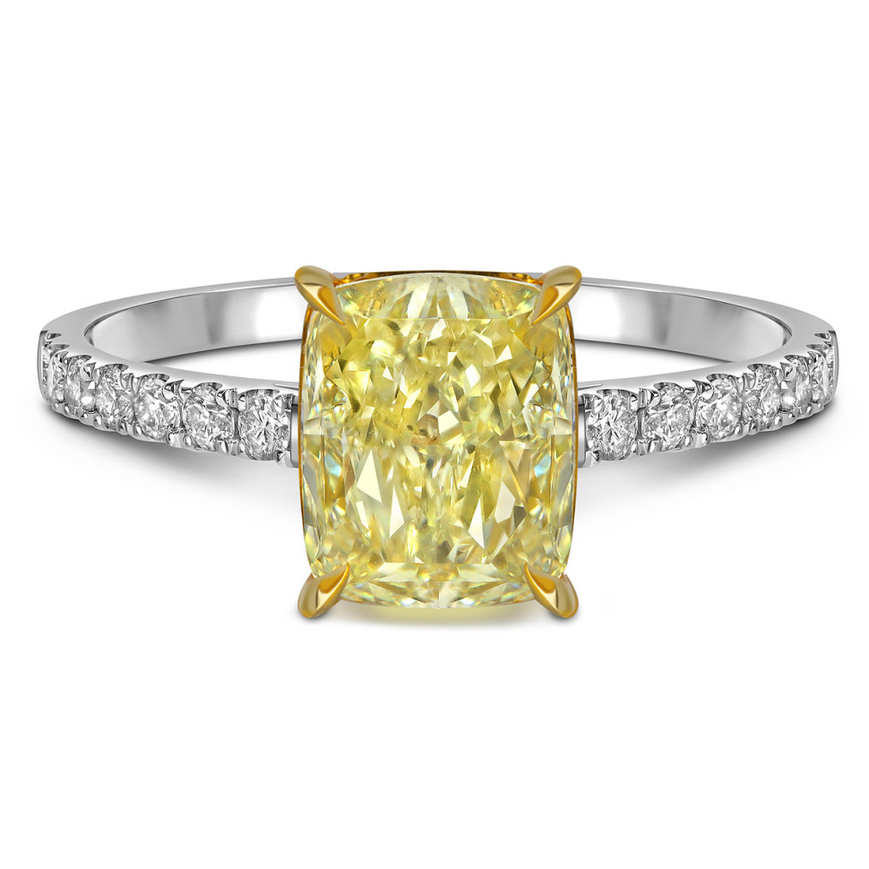 Помолвочное кольцо из белого золота с жёлтым бриллиантом (060293)