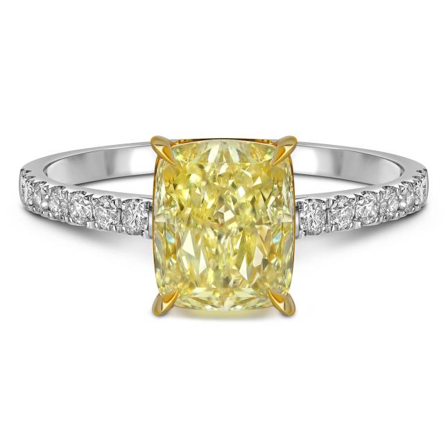 Помолвочное кольцо из белого золота с жёлтым бриллиантом (060293)