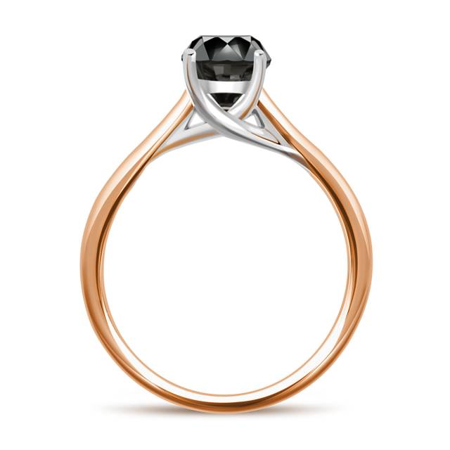 Помолвочное кольцо из комбинированного золота с чёрным бриллиантом (046715)