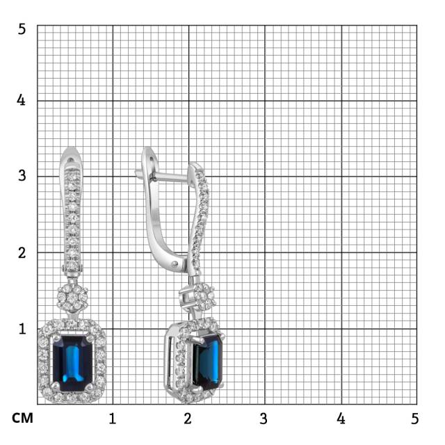 Серьги из белого золота с бриллиантами и сапфирами (052427)