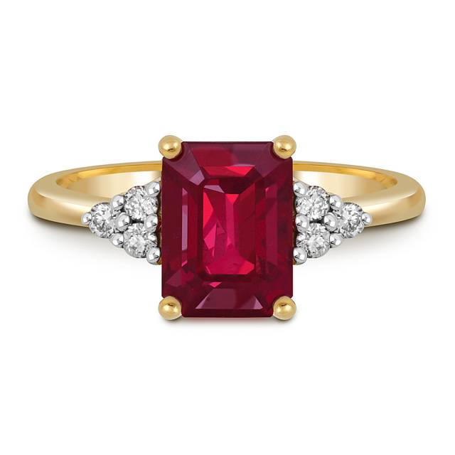 Кольцо из жёлтого золота с бриллиантами и рубином (060175)