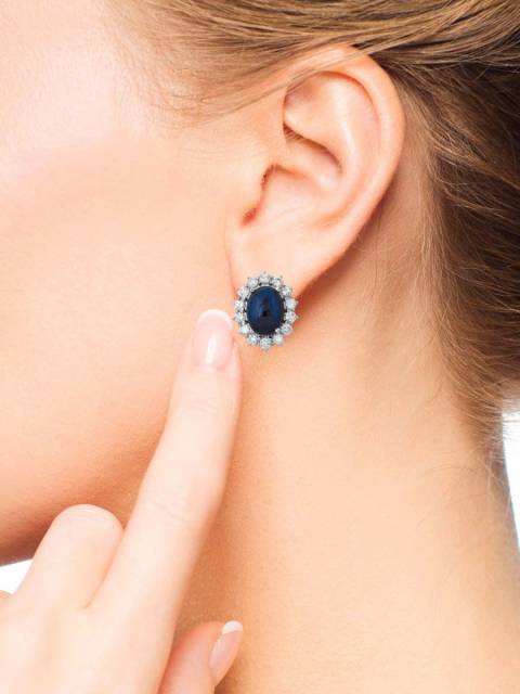 Серьги из белого золота с бриллиантами и сапфирами (013742)