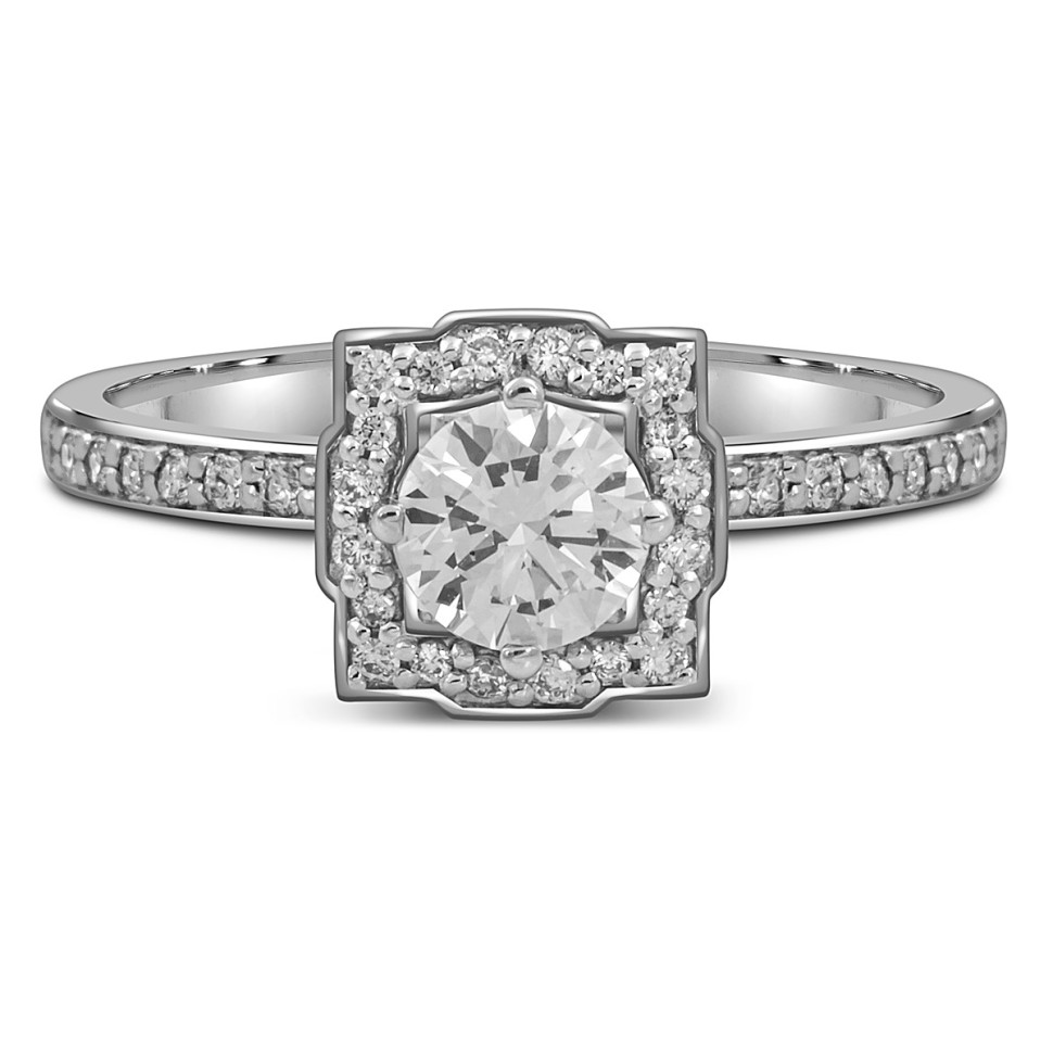 Помолвочное кольцо из белого золота с бриллиантами (055691)