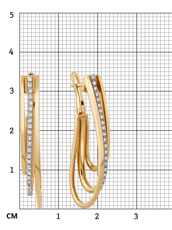 Серьги из жёлтого золота с бриллиантами (025766)