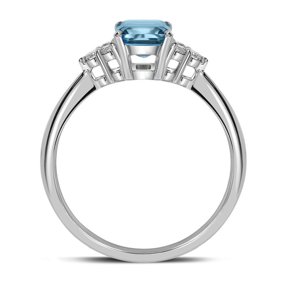 Кольцо из белого золота с бриллиантами и лондон топазом (059384)