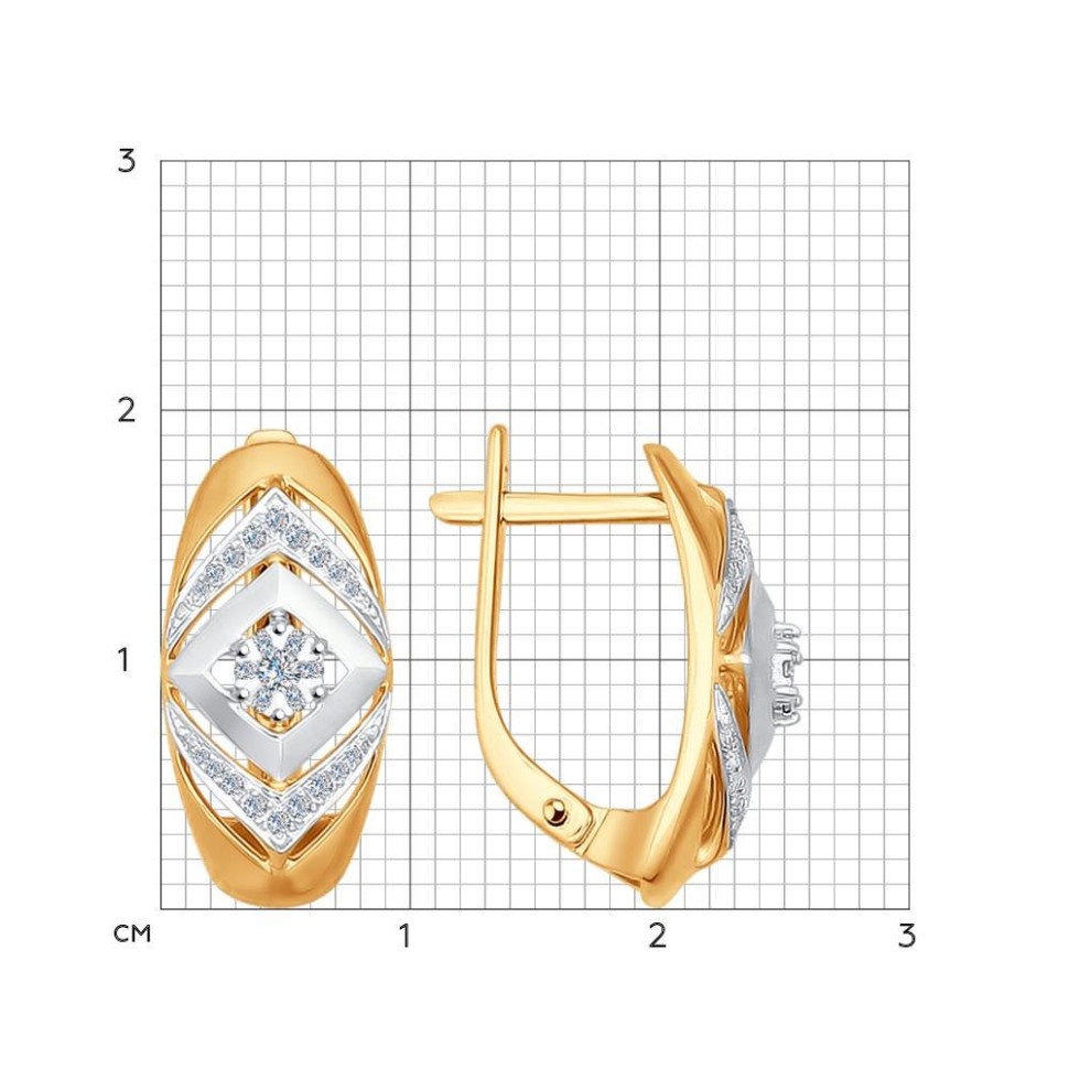 Серьги из комбинированного золота с бриллиантами (043613)