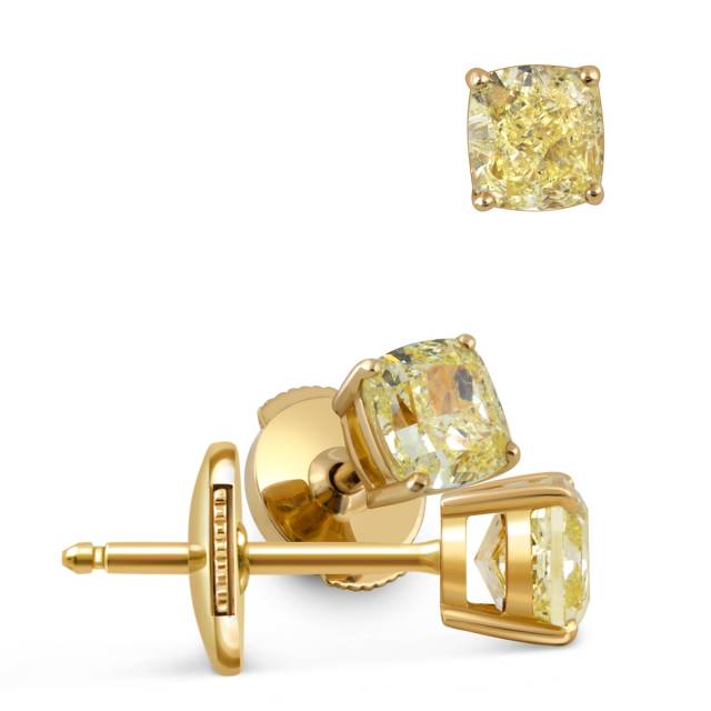 Серьги пусеты из жёлтого золота с жёлтыми бриллиантами (051842)