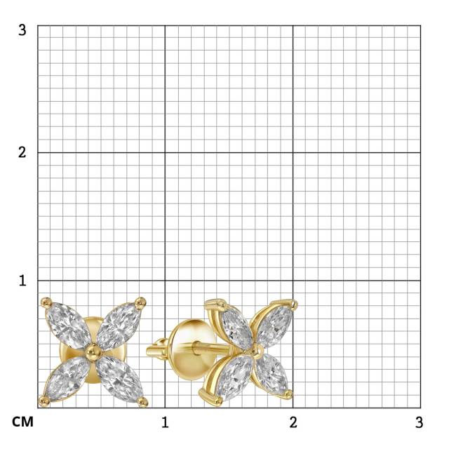 Серьги пусеты из жёлтого золота с бриллиантами (053848)