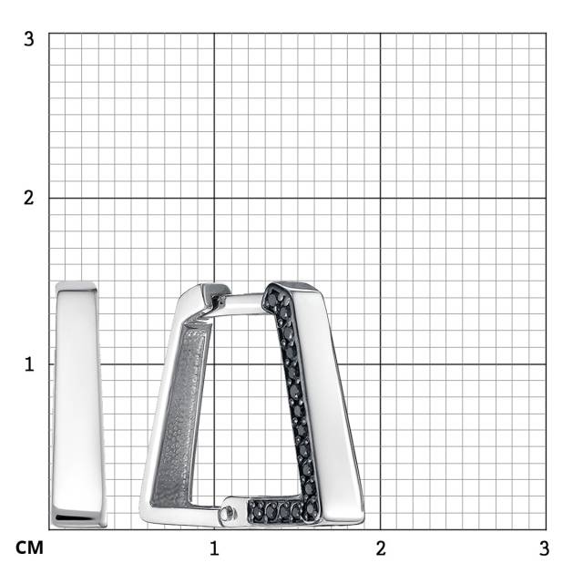 Серьги из белого золота с чёрными бриллиантами (053951)