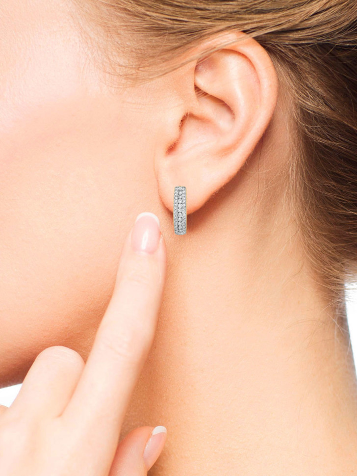 Серьги из комбинированного золота с бриллиантами (032780)