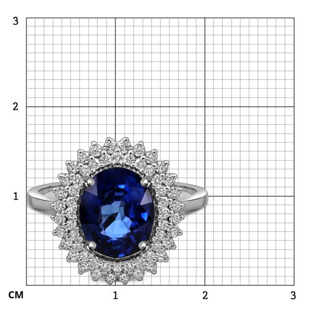 Кольцо с сапфиром из белого золота (012495)