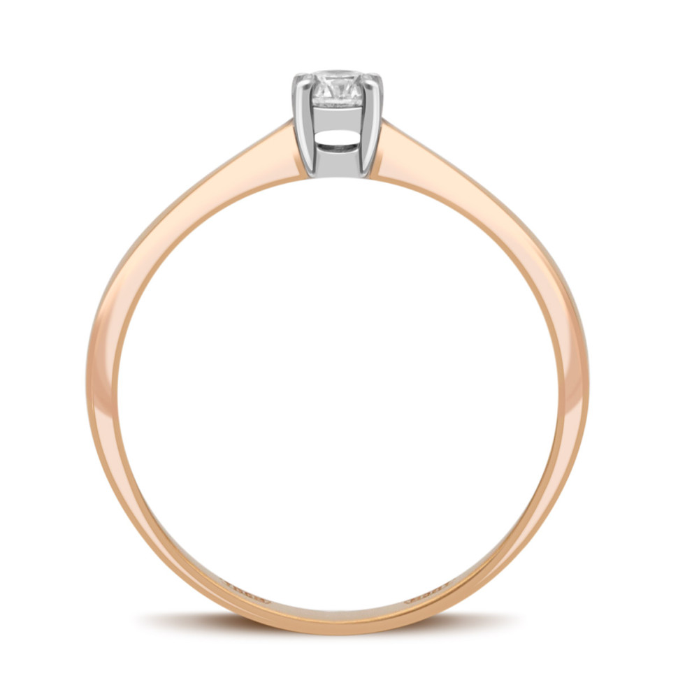 Помолвочное кольцо из красного золота с бриллиантом (039384)