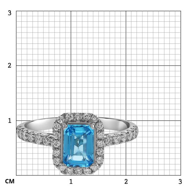 Кольцо из белого золота с бриллиантами и топазом (059491)