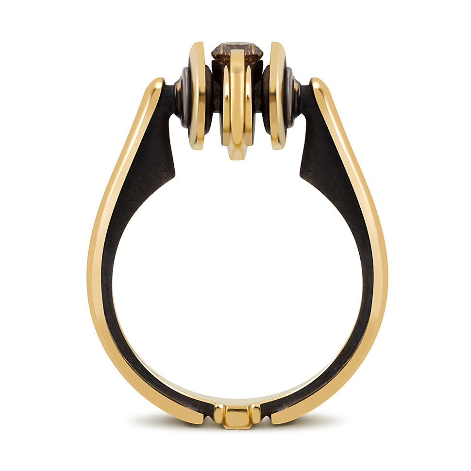 Кольцо из жёлтого золота с бриллиантами (048075)