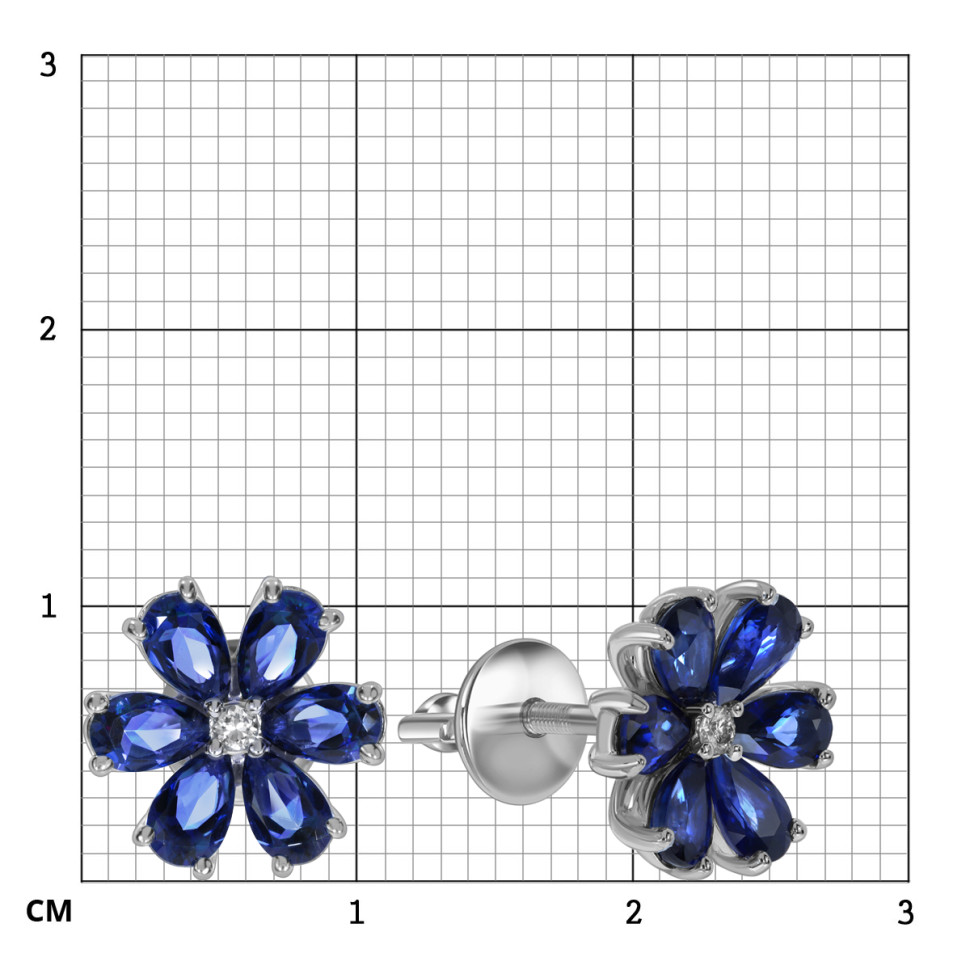 Серьги из белого золота с бриллиантами и сапфирами (053789)