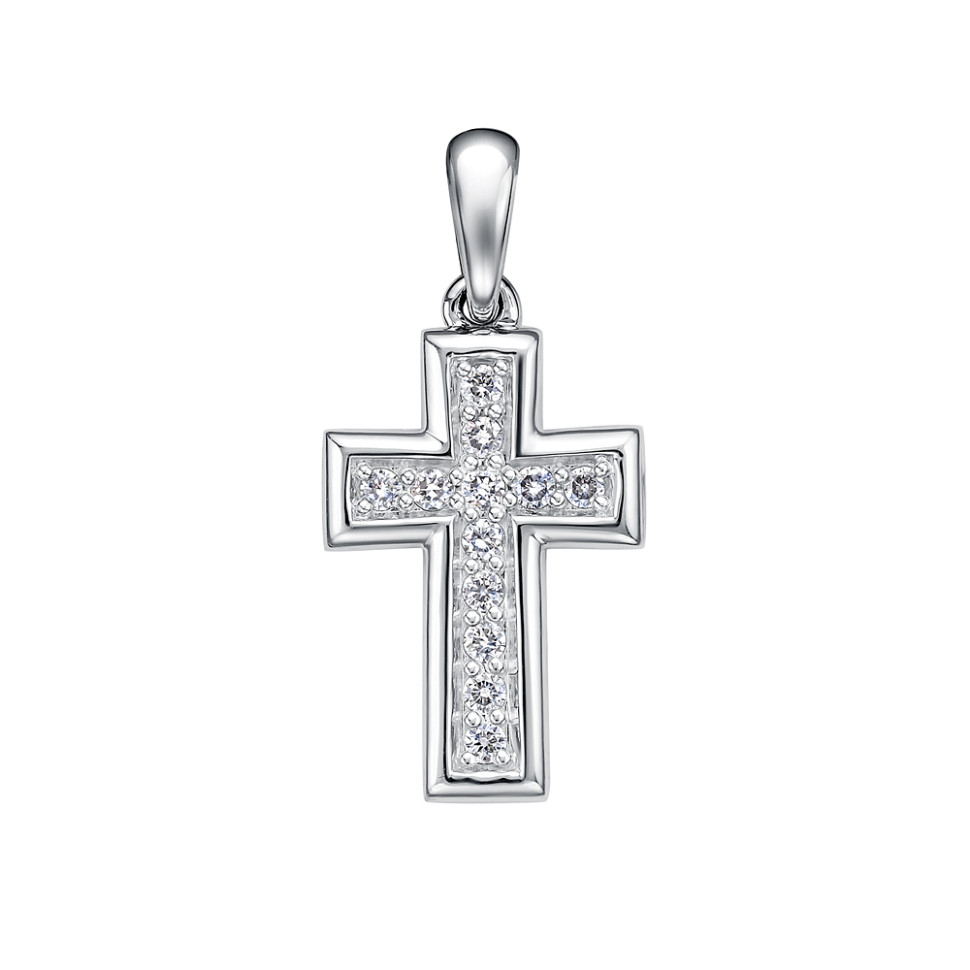 Кулон крест из платины с бриллиантами (057991)