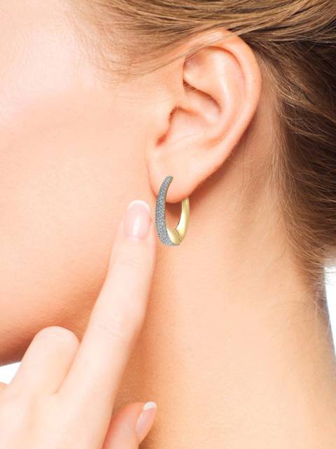 Серьги конго из жёлтого золота с бриллиантами (051977)